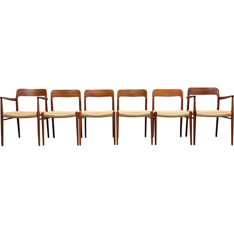 Lot de 6 chaises vintage en teck par Niels O. Møller pour J. l. Moller, Danemark