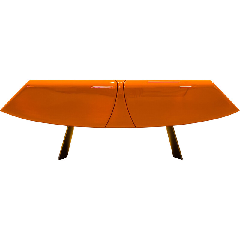 Vintage butterfly lowboard in lacquered plywood by René Bouchara for Roche Bobbois