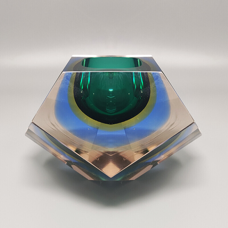 Vintage green Murano glass ashtray by Flavio Poli for Seguso, Italy 1960