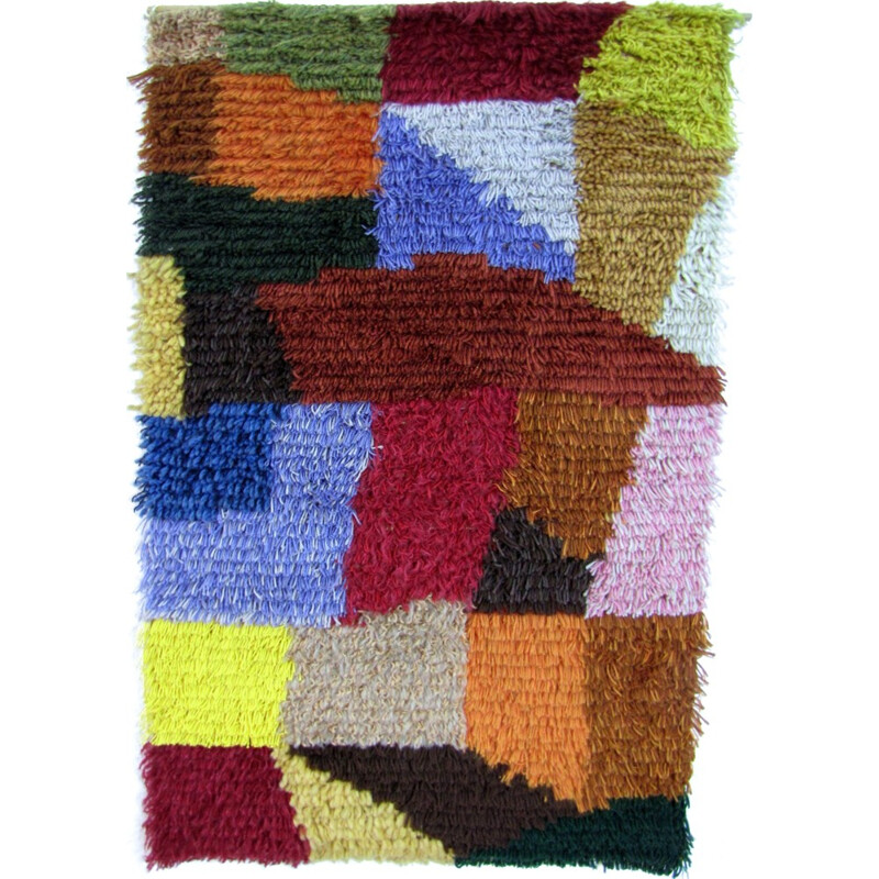 High decorative multicolour wall carpet - 1970s