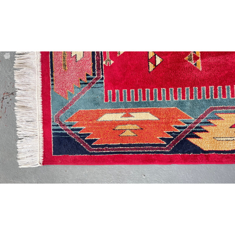 Vintage tapijt van veelkleurig synthetisch en fluweelachtig katoen, 1990