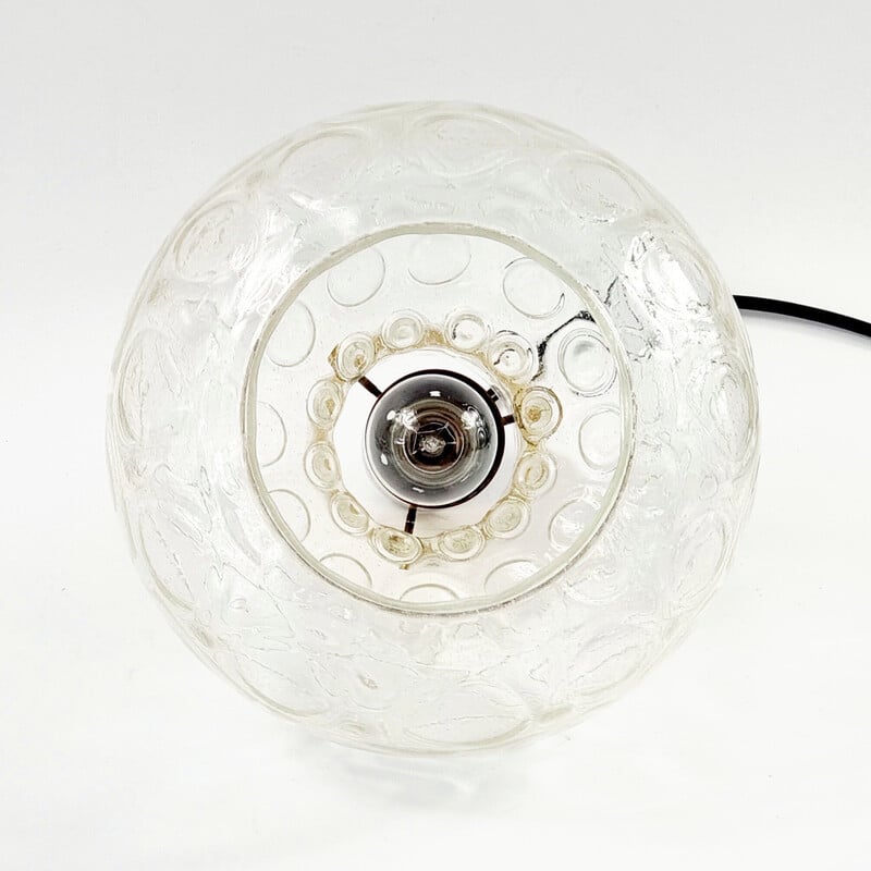Vintage bubble glass and brass pendant lamp by Helena Tynell for Limburg, Germany 1960