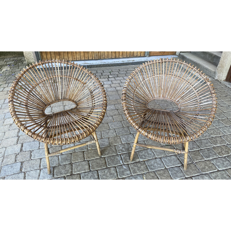 Pair of vintage sun armchairs by Janine Abraham, 1950