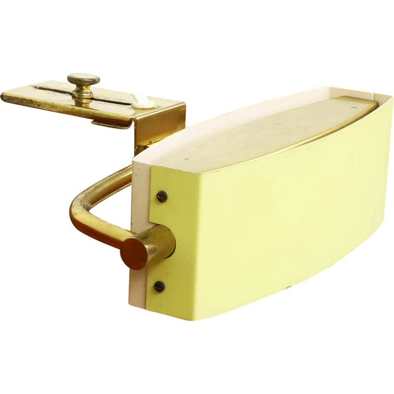 Yellow white bedside clamp light by Jacques Biny for Lita France - 1950s