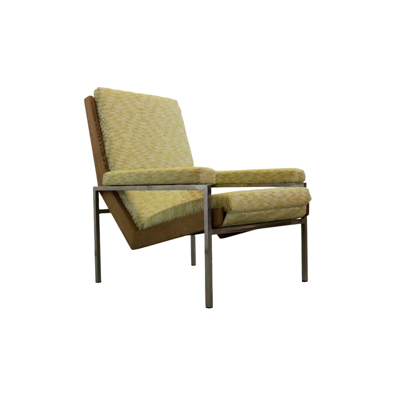 Vintage armchair in chromed iron and wood by Rob Parry for Gelderland, Netherlands 1960