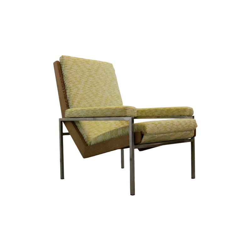 Vintage armchair in chromed iron and wood by Rob Parry for Gelderland, Netherlands 1960