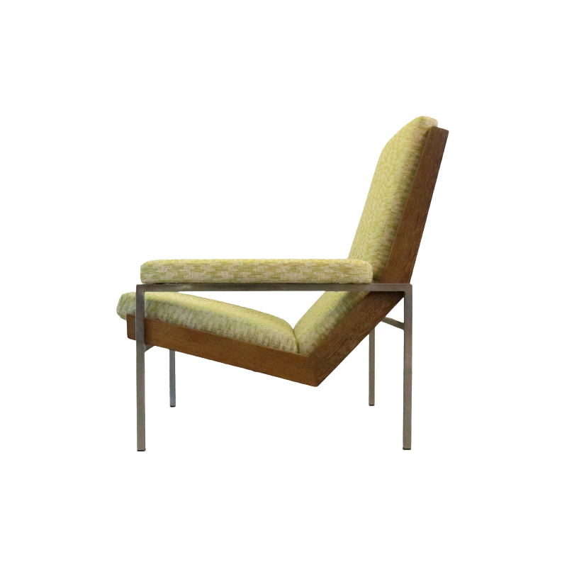 Fauteuil vintage en fer chromé et bois par Rob Parry pour Gelderland, Pays-Bas 1960