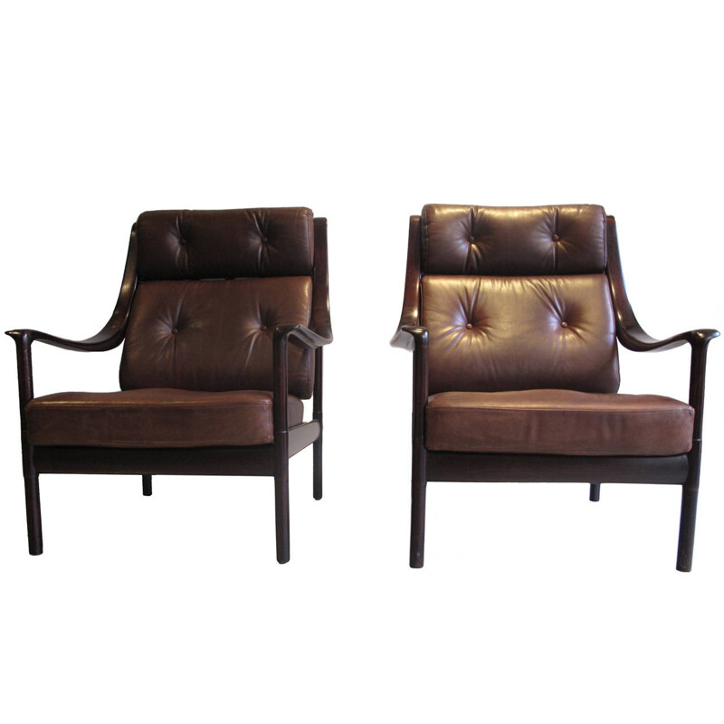 Pair of mahogany armchairs - 1960s