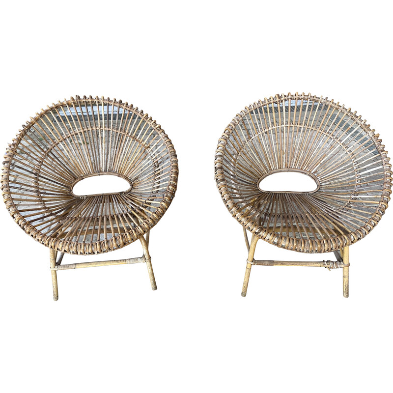Pair of vintage sun armchairs by Janine Abraham, 1950