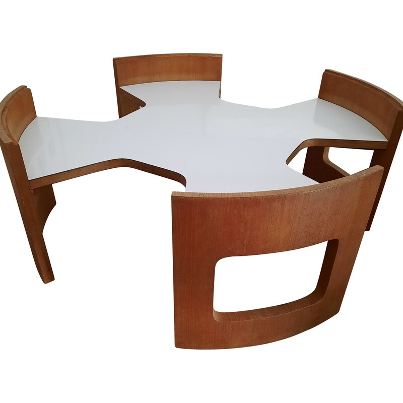 Vintage mahogany and white laminate coffee table by Gio Ponti, 1960