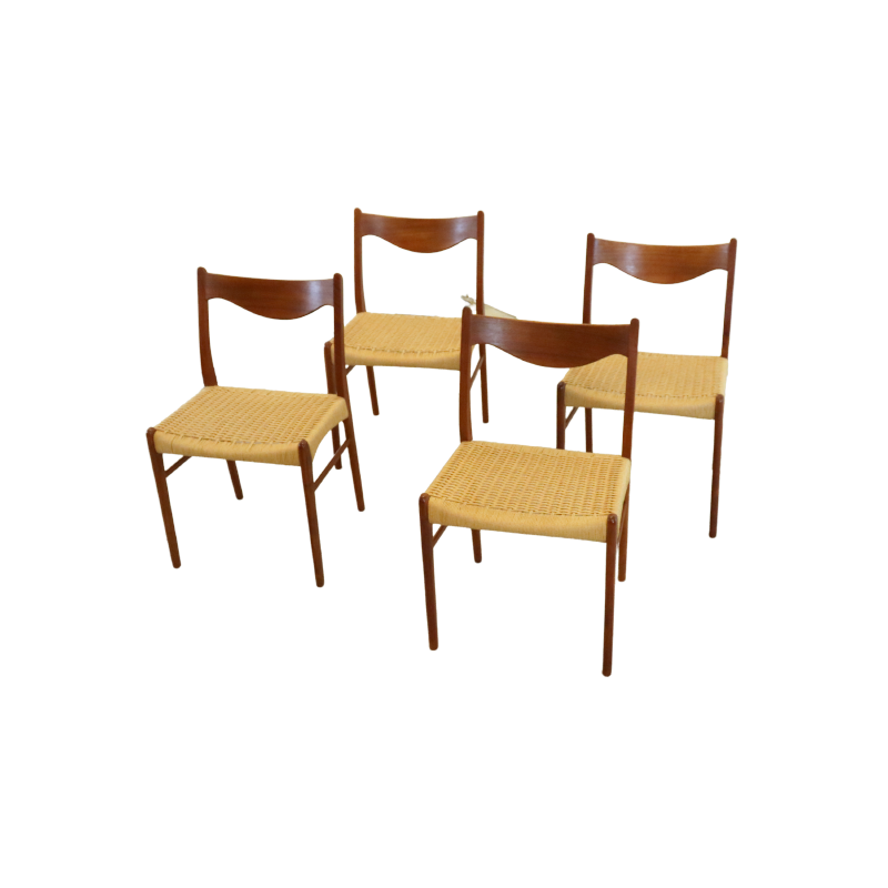 Lot de 4 chaises vintage en teck par Arne Wahl Iversen pour Glyngore Stollenfabrik, Danemark 1950