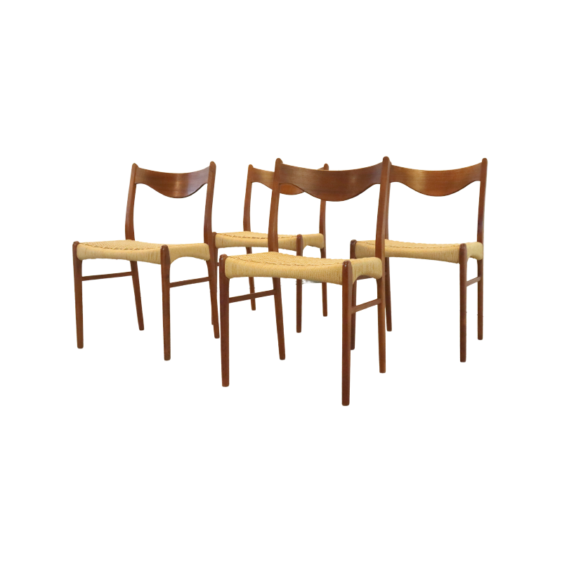 Set of 4 vintage teak chairs by Arne Wahl Iversen for Glyngore Stollenfabrik, Denmark 1950
