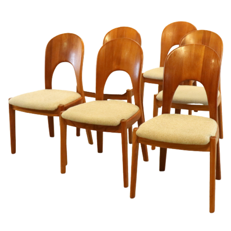 Set of 6 vintage teak chairs by Niels Koefoed for Koefoed Hornslet mobelfabrik, Denmark 1970