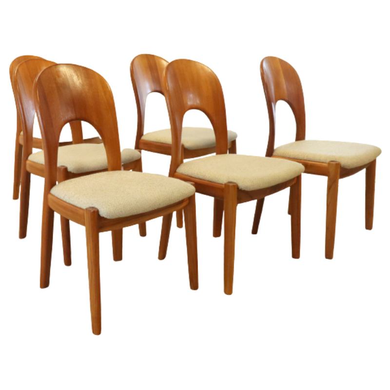 Conjunto de 6 cadeiras de teca vintage de Niels Koefoed para Koefoed Hornslet mobelfabrik, Dinamarca 1970