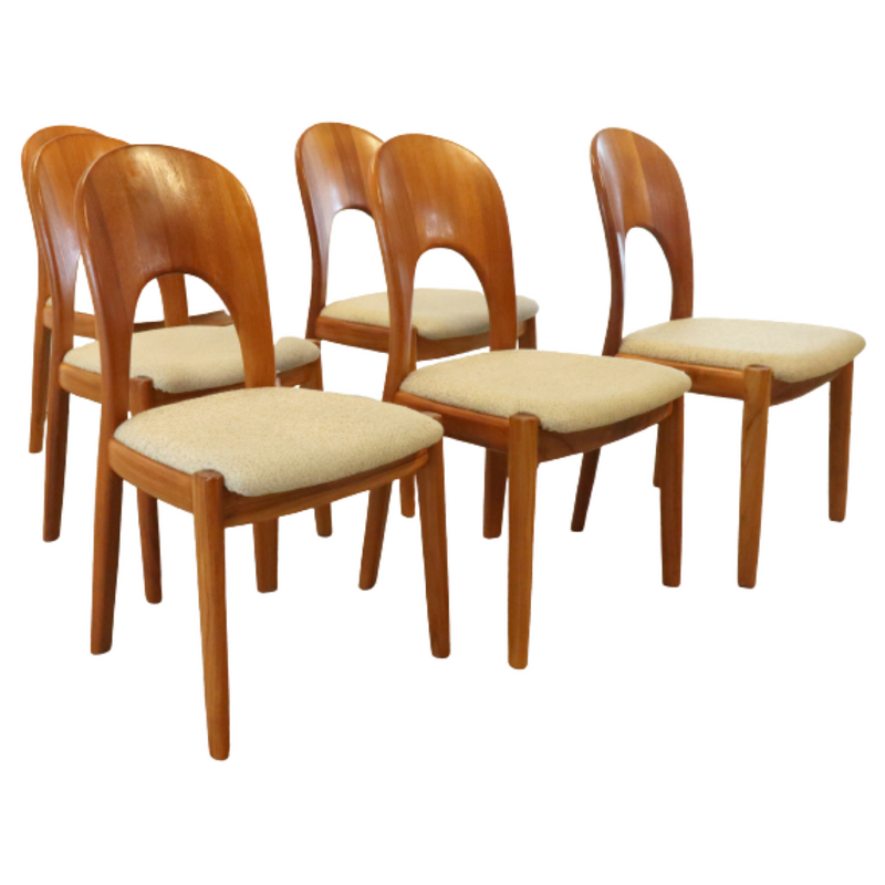 Ensemble de 6 chaises vintage en teck par Niels Koefoed pour Koefoed Hornslet mobelfabrik, Danemark 1970