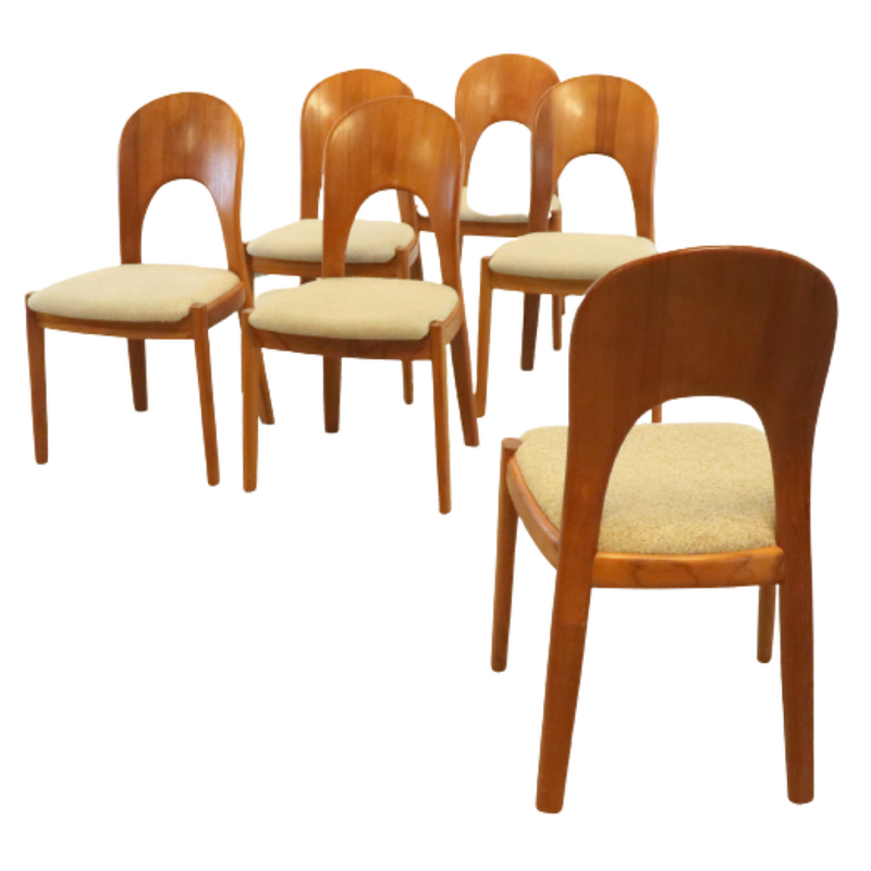 Set of 6 vintage teak chairs by Niels Koefoed for Koefoed Hornslet mobelfabrik, Denmark 1970