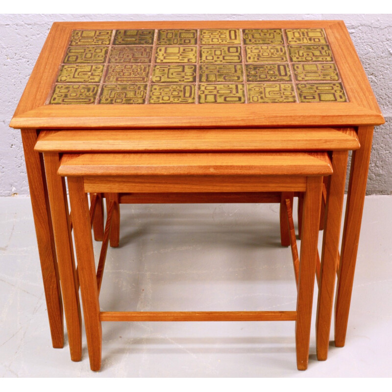 Set of 3 mid-century Danish nesting table in ceramic - 1960s