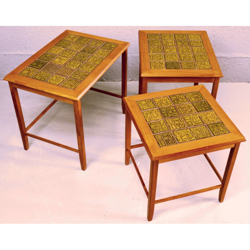 Set of 3 mid-century Danish nesting table in ceramic - 1960s