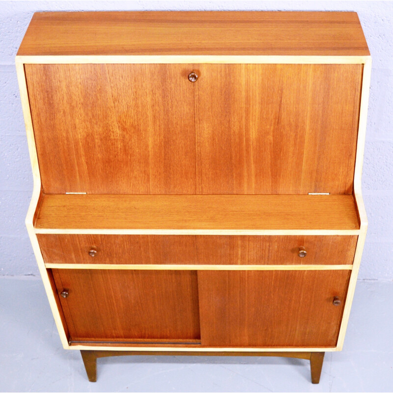 Mid-century amber teak secretary - 1960s