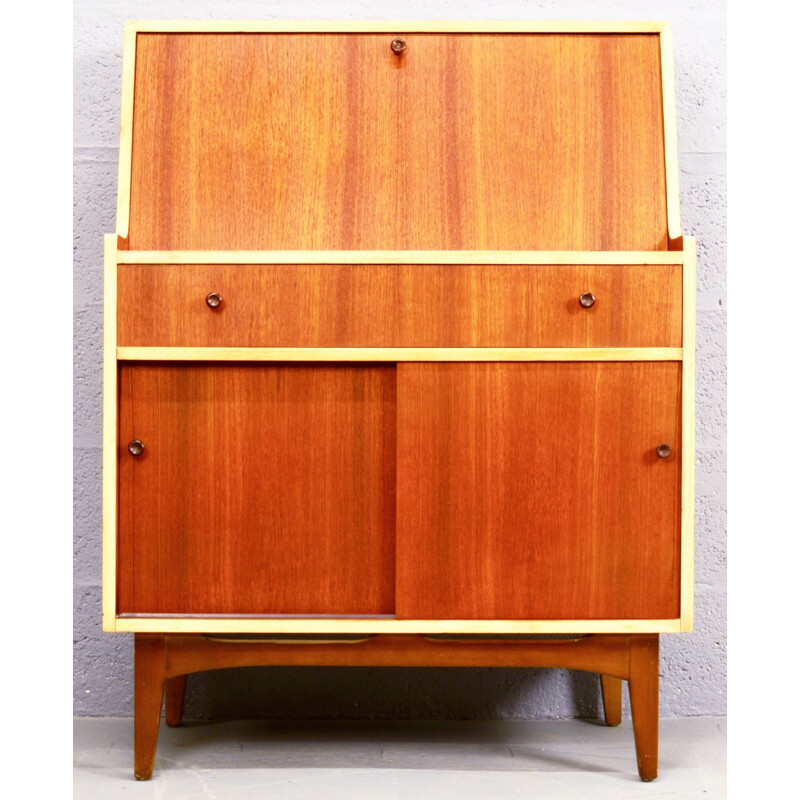 Mid-century amber teak secretary - 1960s