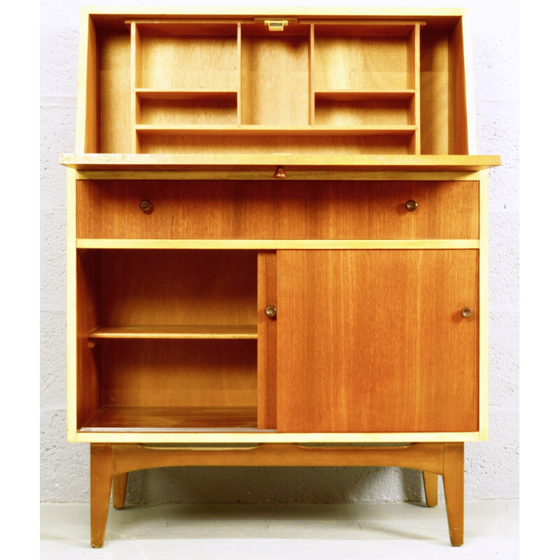 Mid-century amber teak secretary - 1960s