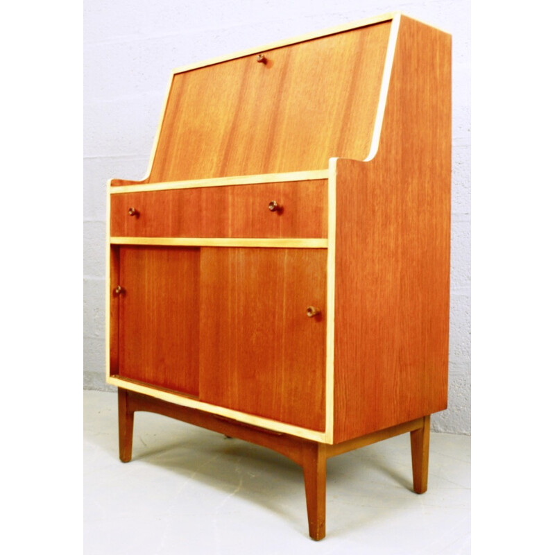 Mid-century amber teak secretary - 1960s