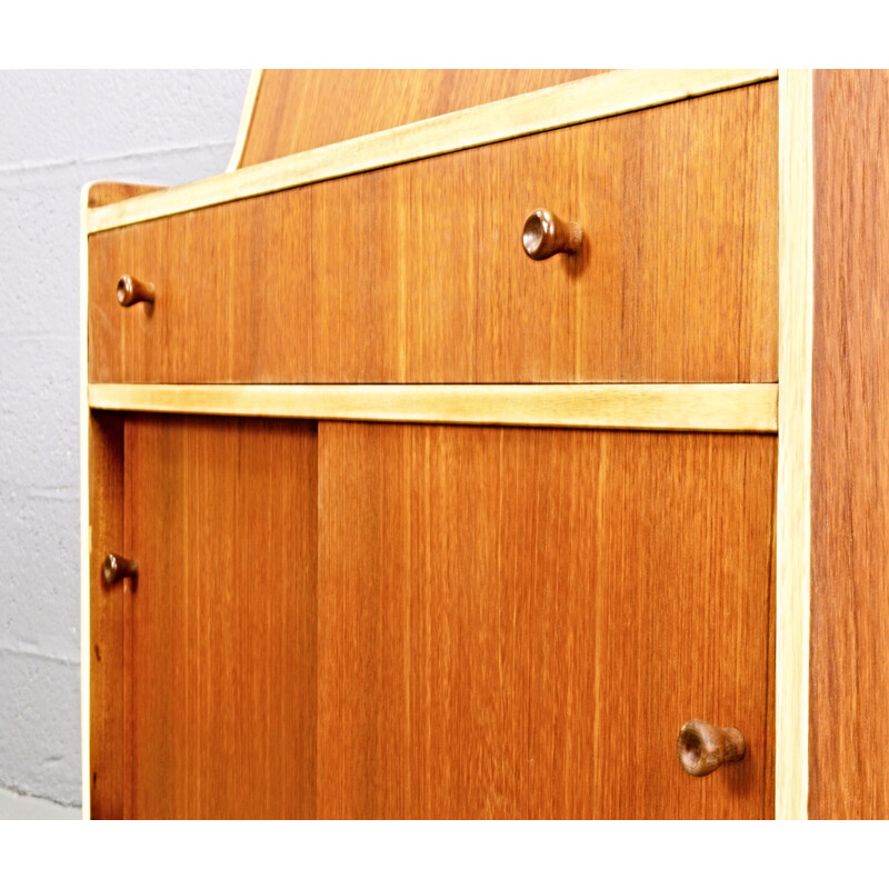 Mid-century amber teak secretary - 1960s