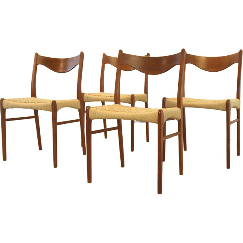 Set di 4 sedie vintage in teak di Arne Wahl Iversen per Glyngore Stollenfabrik, Danimarca 1950