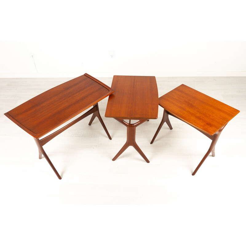 Vintage teak nesting tables by Johannes Andersen for Cfc, Denmark 1960