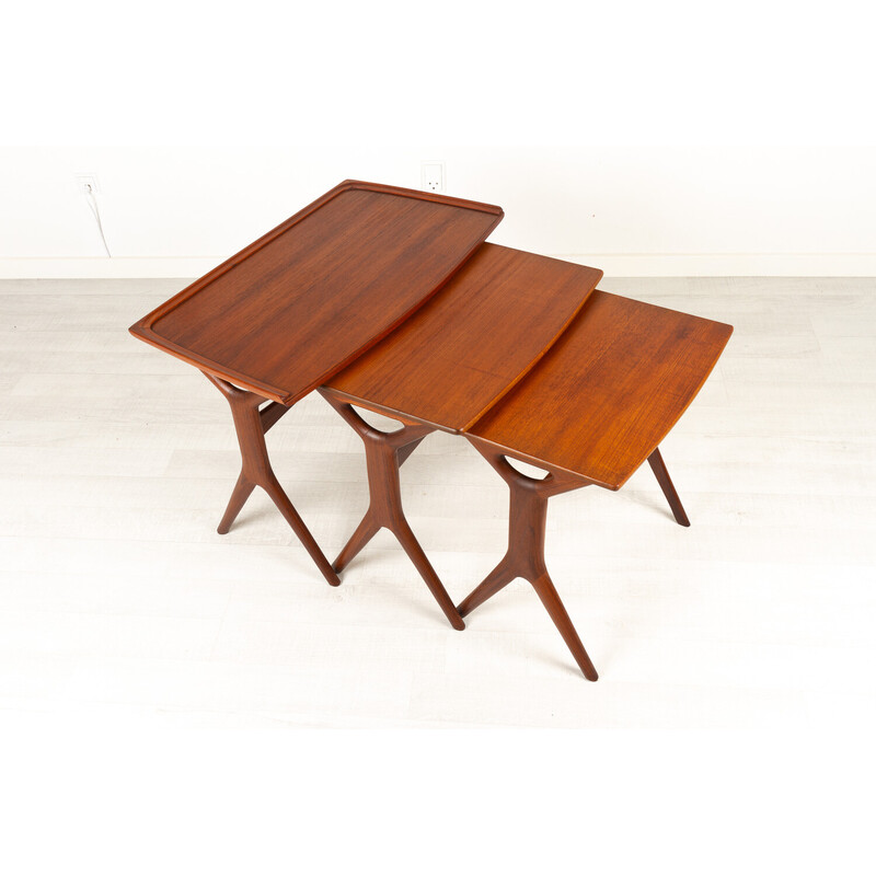 Vintage teak nesting tables by Johannes Andersen for Cfc, Denmark 1960