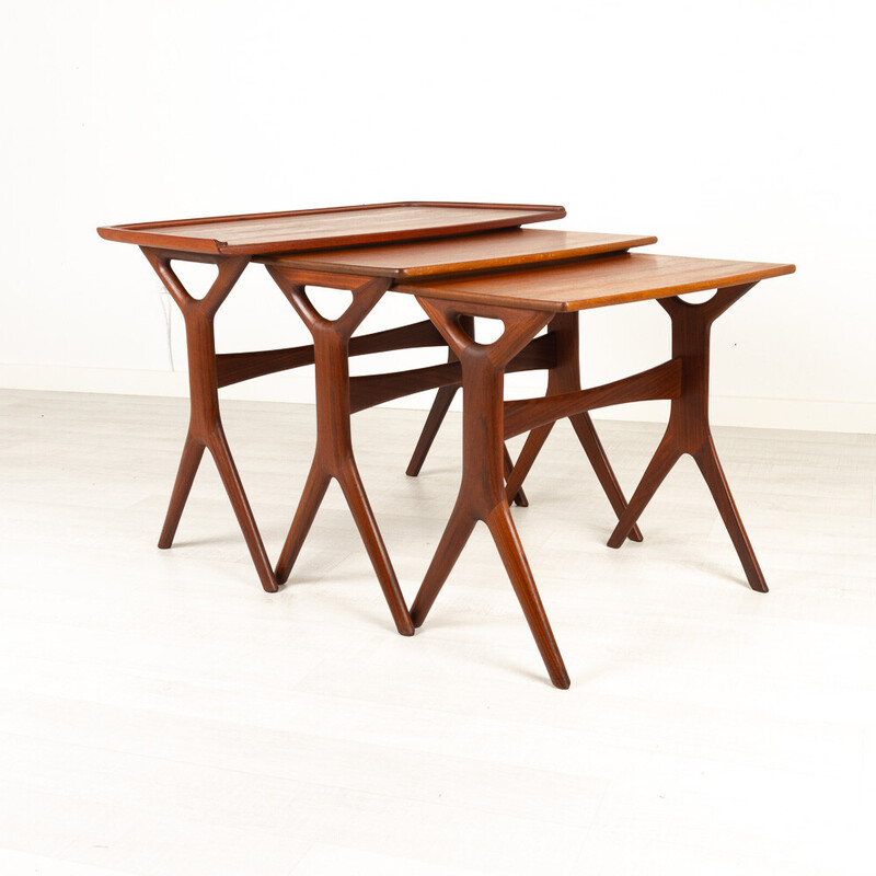 Vintage teak nesting tables by Johannes Andersen for Cfc, Denmark 1960