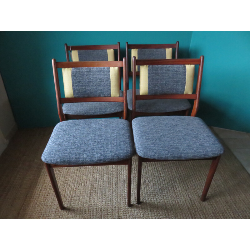 Set of 4 solid rosewood chairs, Denmark - 1960s