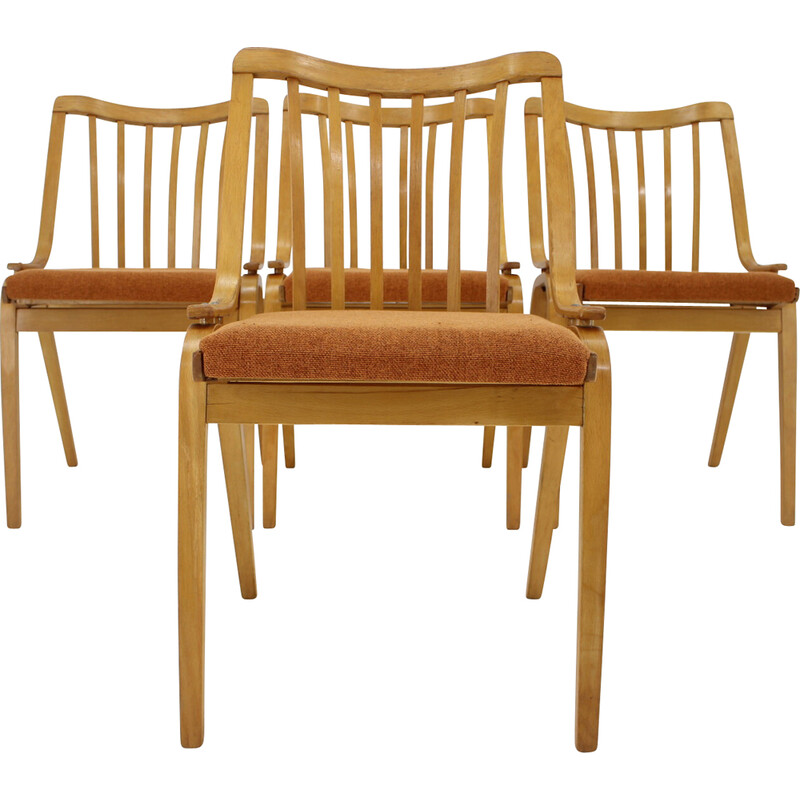 Ensemble de 4 chaises vintage par Antonin Suman par Ton, Tchécoslovaquie 1970