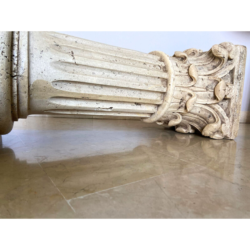 Vintage travertine capital columns, Italy 1940