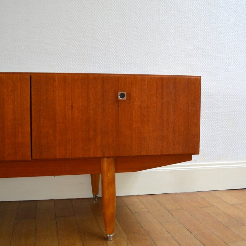 Mid century large teak sideboard with 2 drawers - 1950s