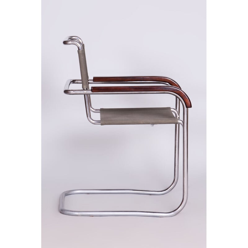 Vintage Bauhaus armchair in chromed steel by Marcel Breuer for Thonet, Czechoslovakia 1930