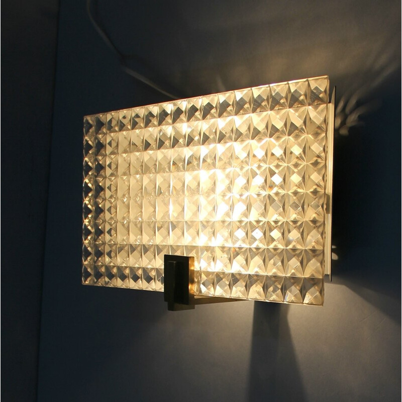 Vintage wall lamp in brass and plexiglass, France - 1950s