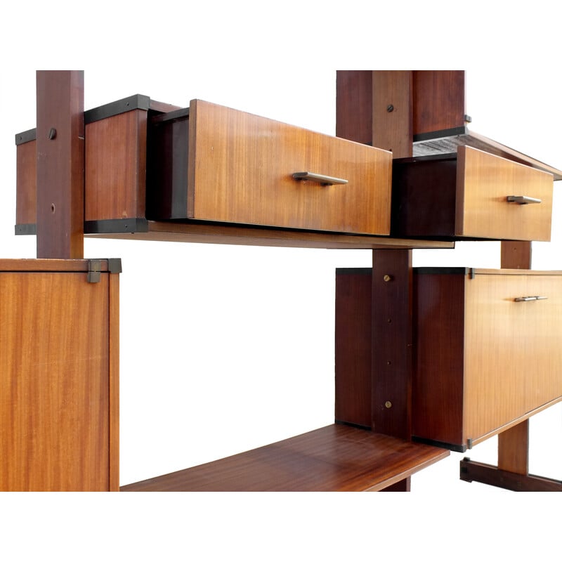 Vintage teak wall unit for Rb Italy, Italy 1950