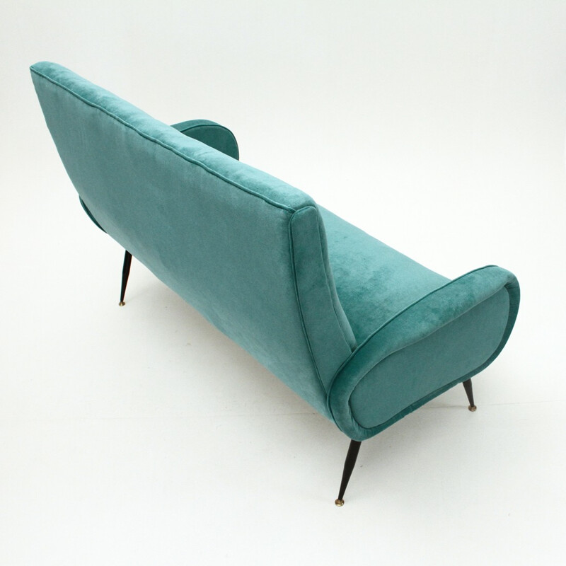 Italian mid century velvet sofa with brass feet - 1950s