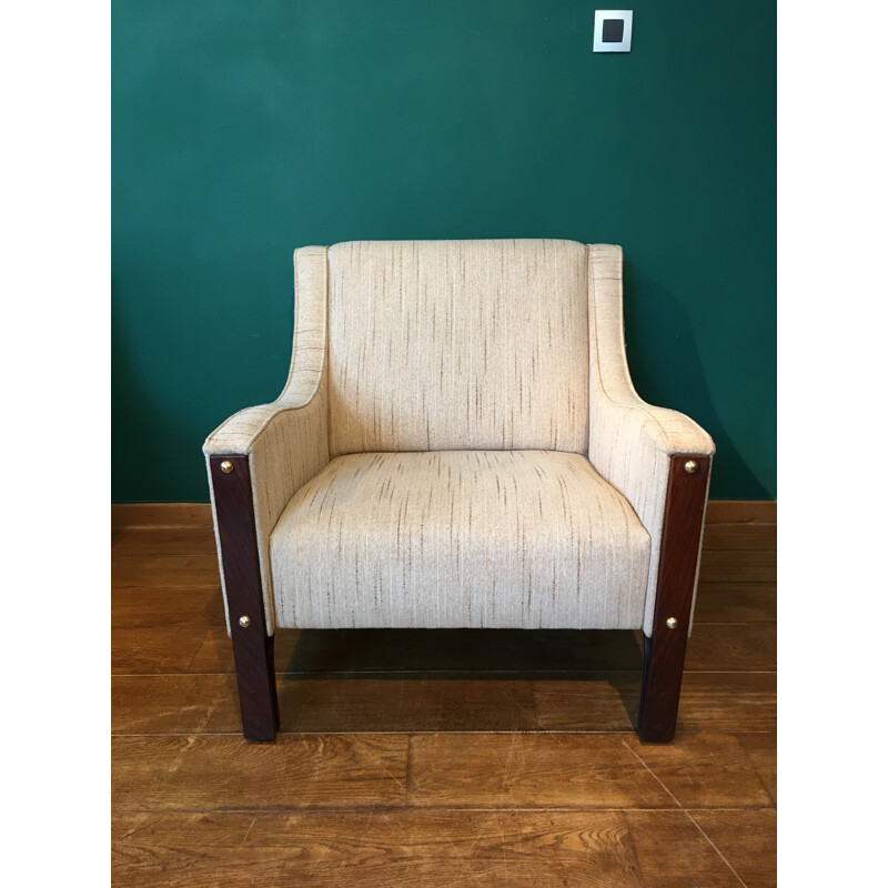 Pair of beige Italian armchairs - 1960s