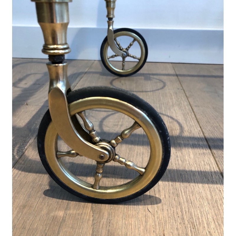 Vintage brass rolling table for Maison Bagués, France 1940