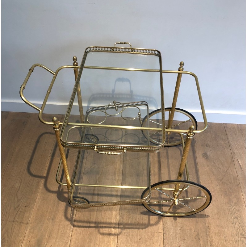 Vintage brass rolling table for Maison Bagués, France 1940