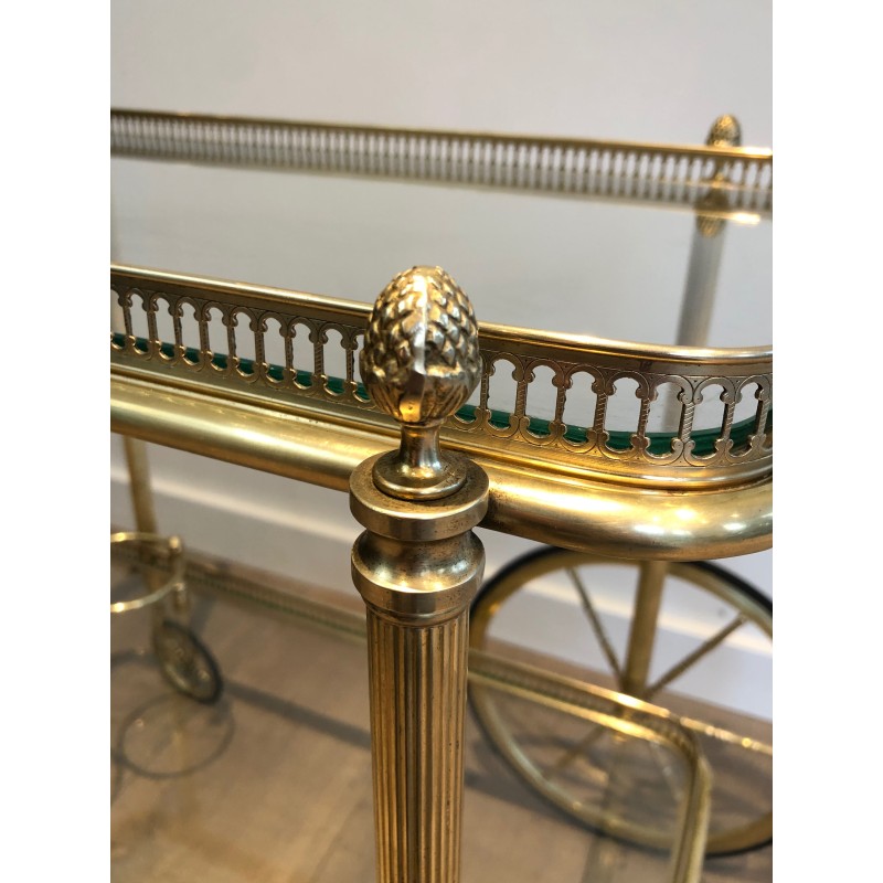 Vintage brass rolling table for Maison Bagués, France 1940