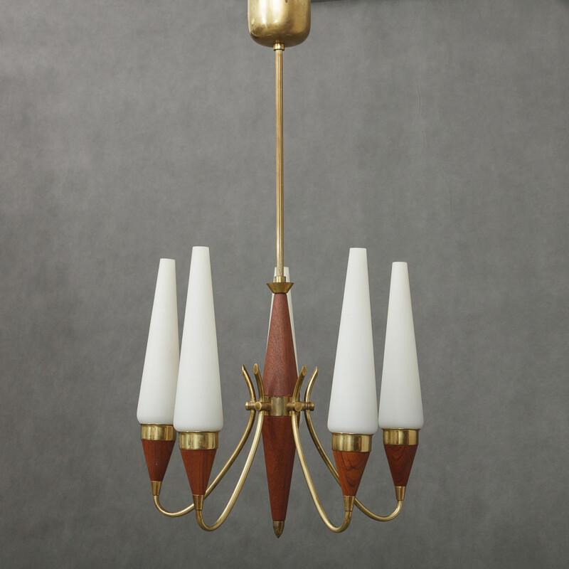 Lyfa teak chandelier by Bent Karlby - 1960s