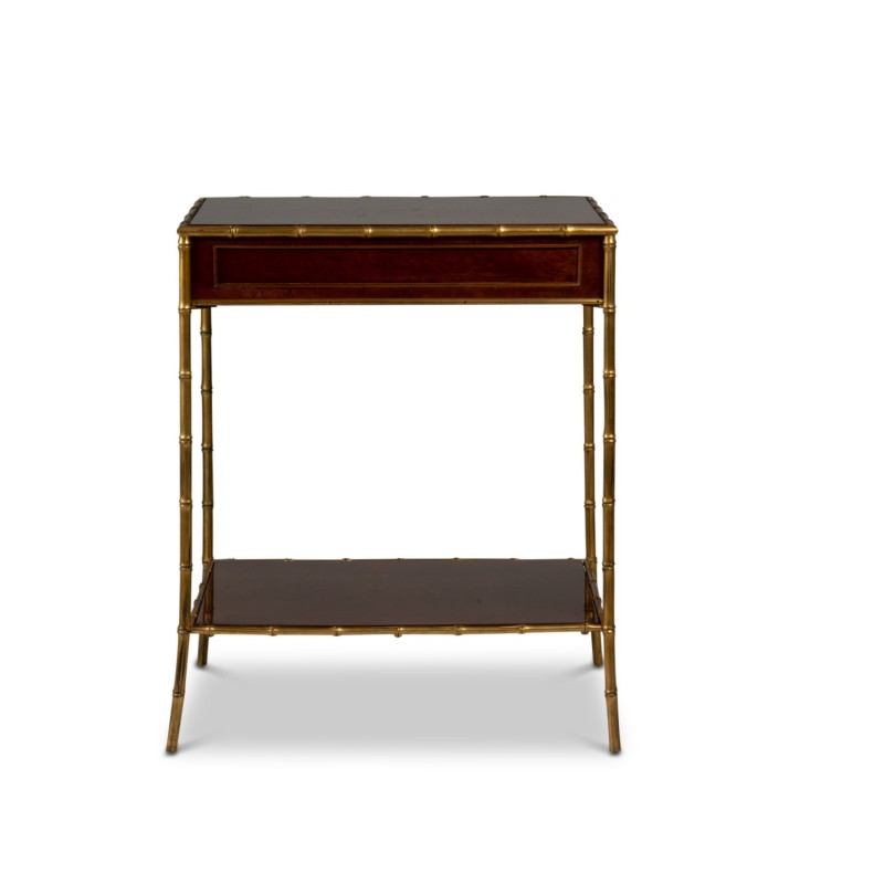 Vintage side table in mahogany and bronze for Maison Jansen, France 1970