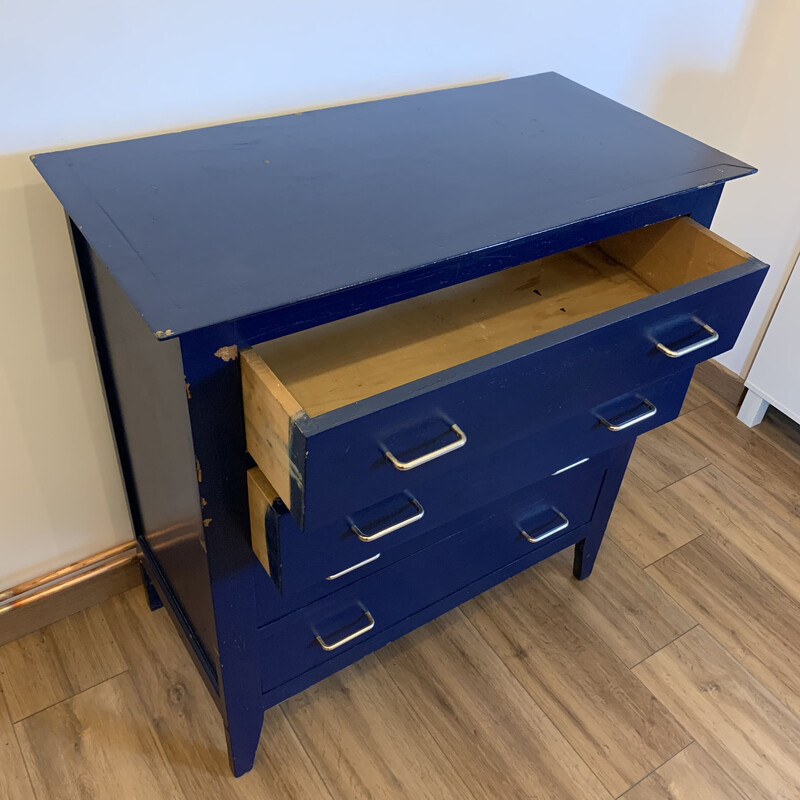 Vintage blue chest of 4 drawers