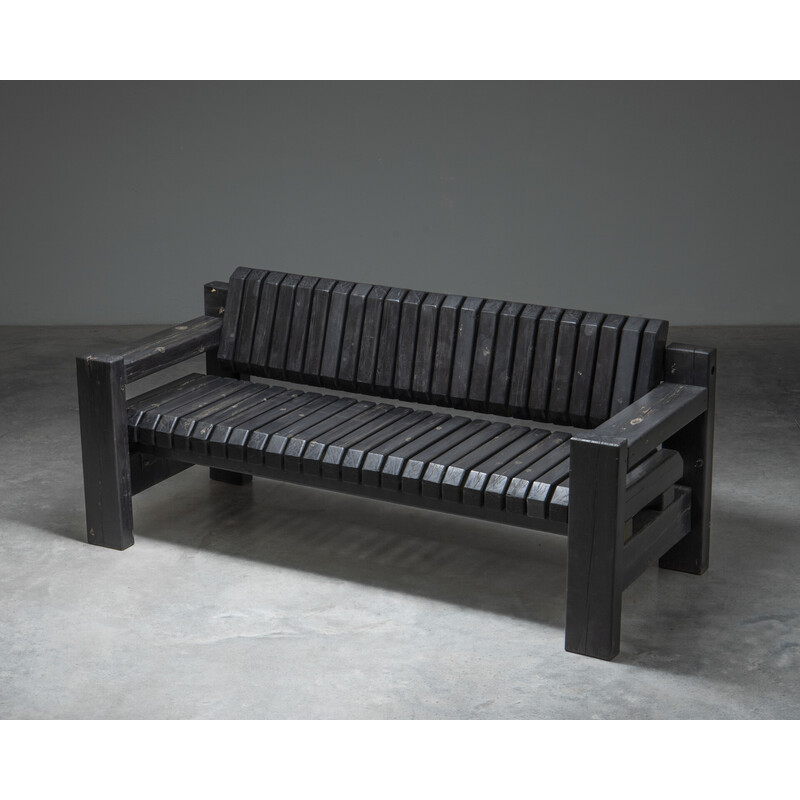 Vintage solid wood outdoor bench by Jul de Roover