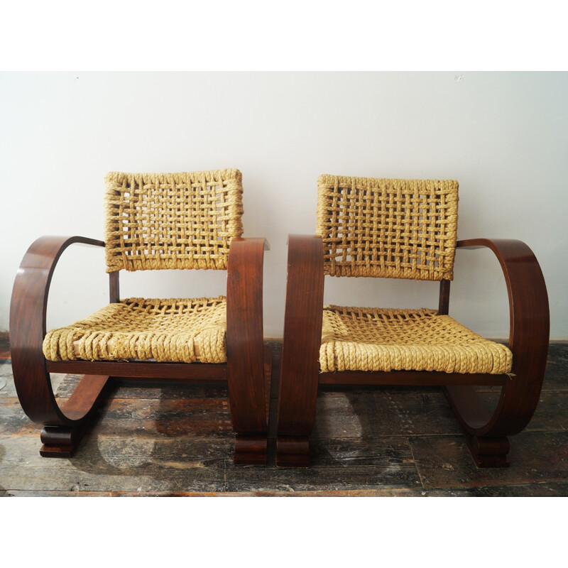Pair of French armchairs designed by Audoux-Minet for Vibo - 1940s