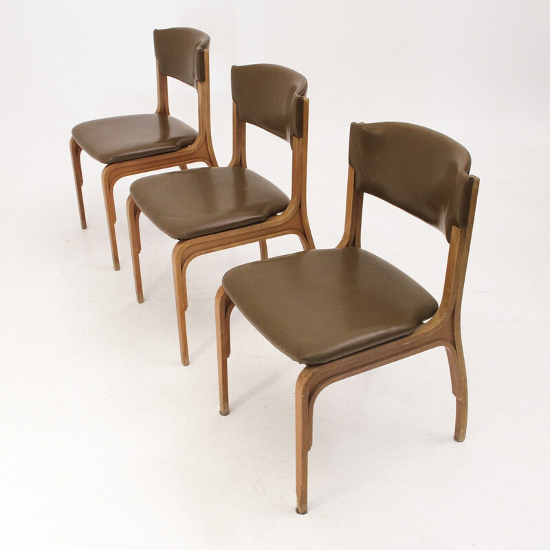 Ensemble de 3 chaises à repas italiennes par Gianfranco Frattini pour Cantieri Carugati - 1960