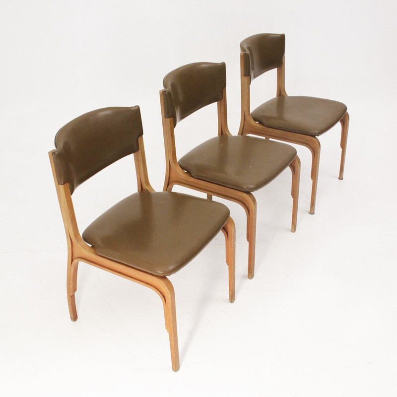 Ensemble de 3 chaises à repas italiennes par Gianfranco Frattini pour Cantieri Carugati - 1960